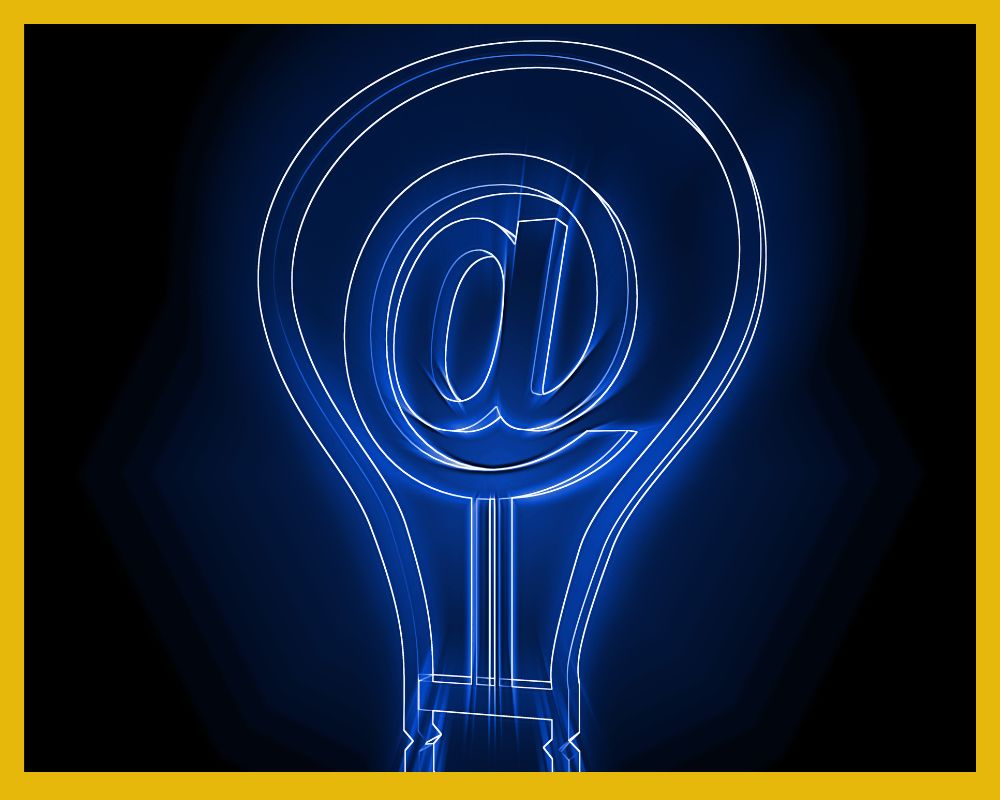 image shows email symoble inside light blubs